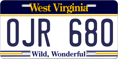 WV license plate OJR680