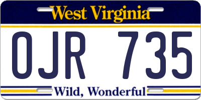 WV license plate OJR735