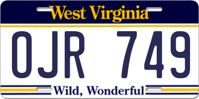 WV license plate OJR749