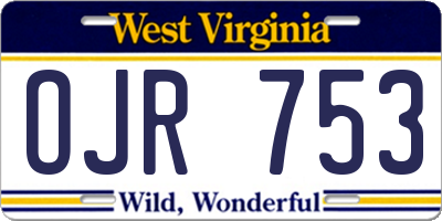 WV license plate OJR753