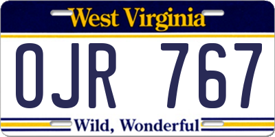 WV license plate OJR767