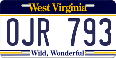 WV license plate OJR793