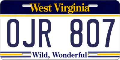 WV license plate OJR807
