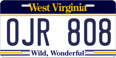 WV license plate OJR808