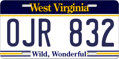 WV license plate OJR832