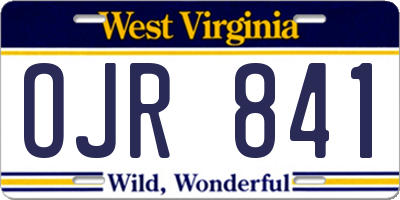 WV license plate OJR841