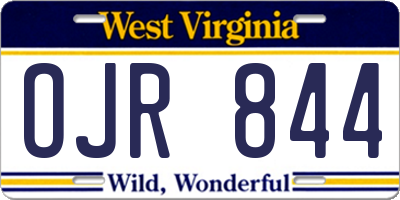 WV license plate OJR844