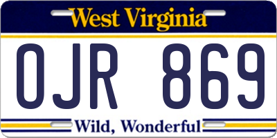 WV license plate OJR869