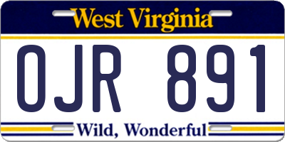 WV license plate OJR891