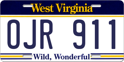WV license plate OJR911