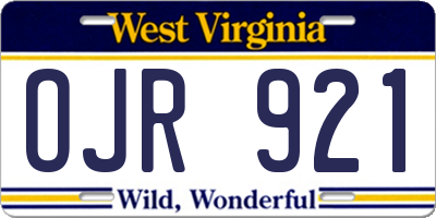 WV license plate OJR921