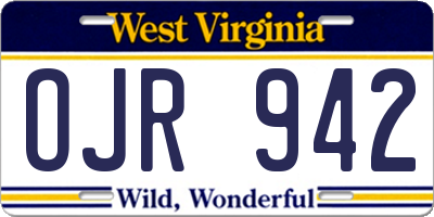 WV license plate OJR942