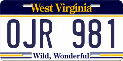 WV license plate OJR981