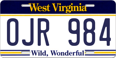 WV license plate OJR984