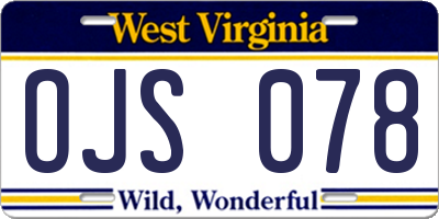 WV license plate OJS078