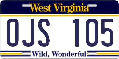 WV license plate OJS105
