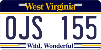 WV license plate OJS155