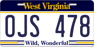 WV license plate OJS478