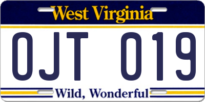 WV license plate OJT019