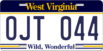 WV license plate OJT044