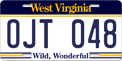 WV license plate OJT048