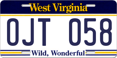 WV license plate OJT058
