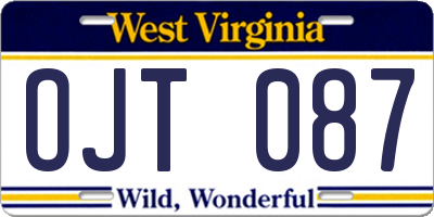 WV license plate OJT087