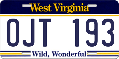 WV license plate OJT193