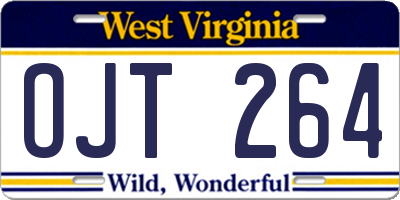 WV license plate OJT264
