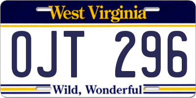WV license plate OJT296