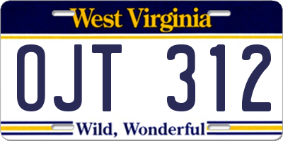 WV license plate OJT312