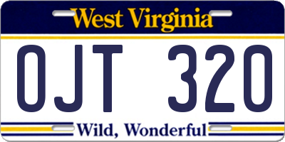 WV license plate OJT320