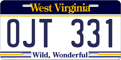WV license plate OJT331