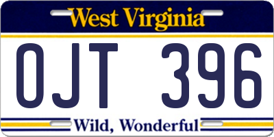WV license plate OJT396