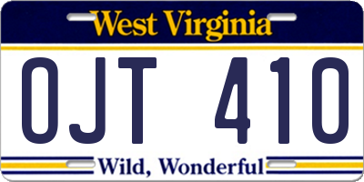 WV license plate OJT410