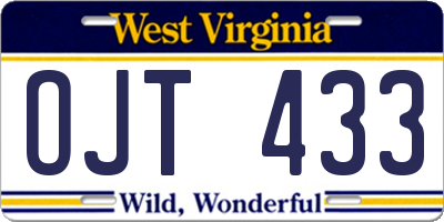 WV license plate OJT433