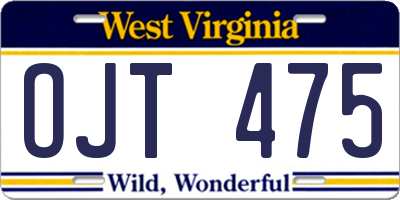 WV license plate OJT475