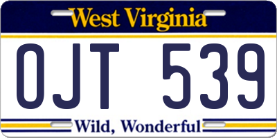 WV license plate OJT539