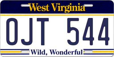 WV license plate OJT544