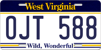 WV license plate OJT588