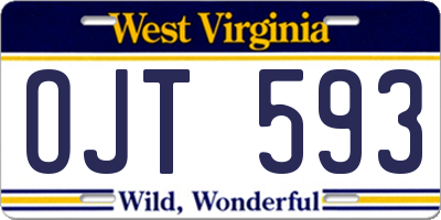WV license plate OJT593