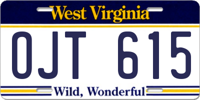 WV license plate OJT615