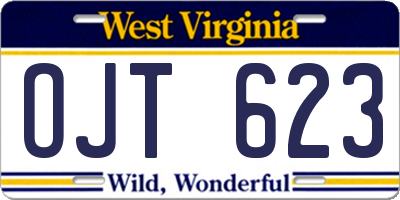 WV license plate OJT623