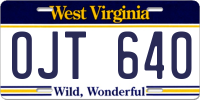 WV license plate OJT640
