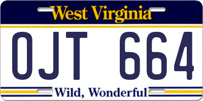 WV license plate OJT664