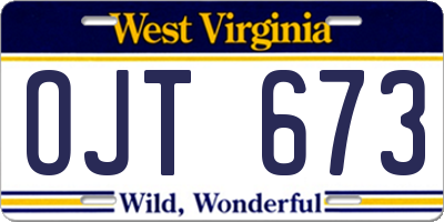 WV license plate OJT673
