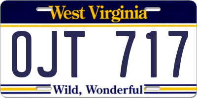 WV license plate OJT717