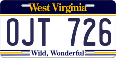 WV license plate OJT726