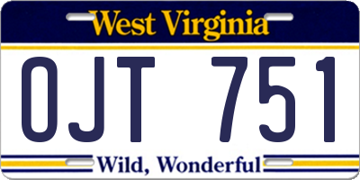 WV license plate OJT751