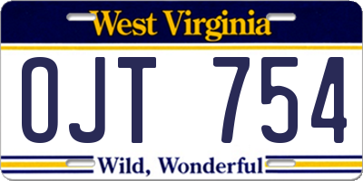 WV license plate OJT754